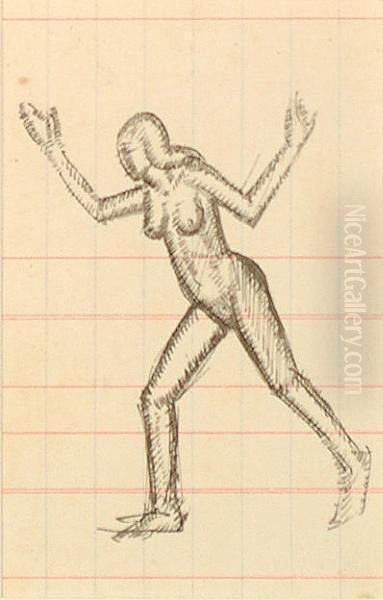 Standing Nude, C.1925 Oil Painting by Eric Gill