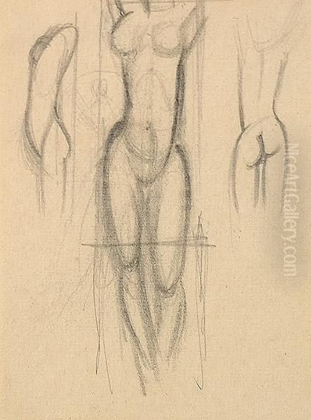 Studies Of A Female Torso, C.1927 Oil Painting by Eric Gill