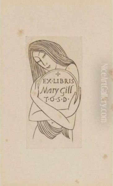 Ex-libris Plate (mary Gill) Oil Painting by Eric Gill