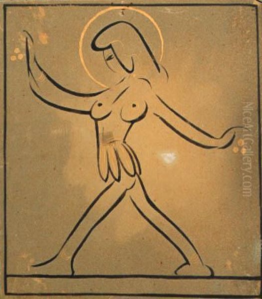 The Dancer Oil Painting by Eric Gill