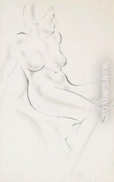 Seated Nude Oil Painting by Eric Gill