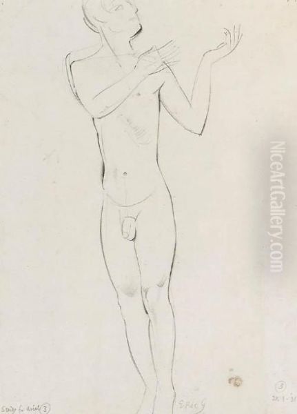 Study For Ariel 3 Oil Painting by Eric Gill