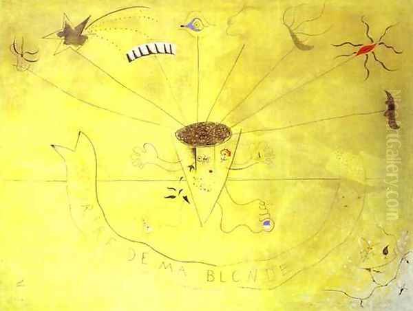 Bouquet of Flowers. Smile of My Blond. (Sourire de ma blonde) Oil Painting by Joaquin Miro