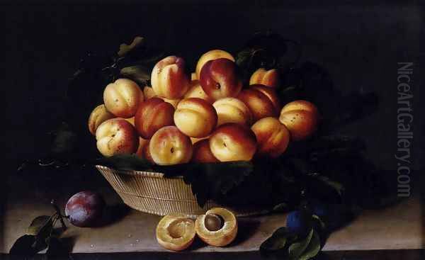 Basket of Apricots 1634 Oil Painting by Louise Moillon