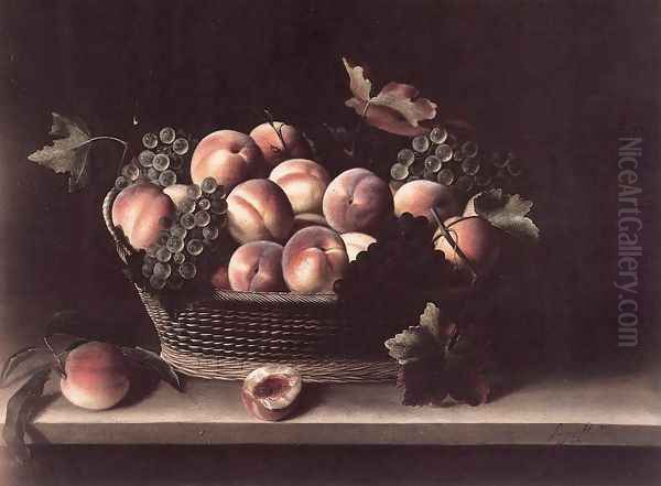 Basket with Peaches and Grapes 1631 Oil Painting by Louise Moillon