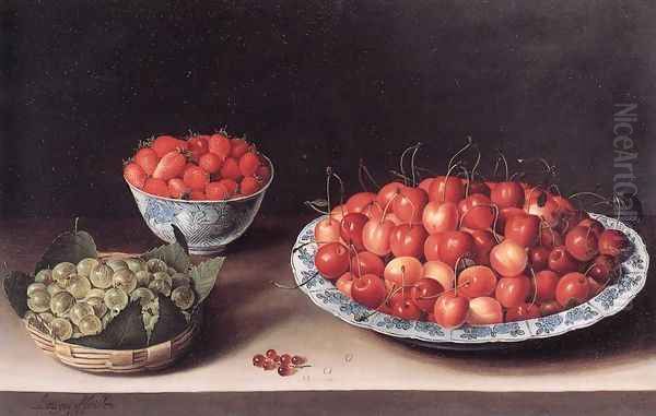 Still-Life with Cherries, Strawberries and Gooseberries 1630 Oil Painting by Louise Moillon