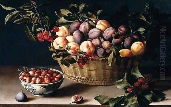 Still-Life with a Basket of Fruit c. 1630 Oil Painting by Louise Moillon