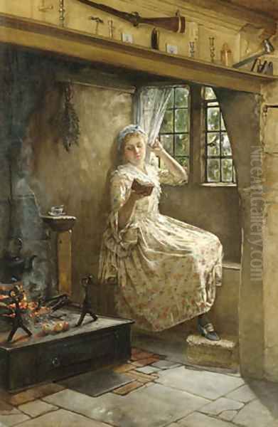 A Cosey Corner Oil Painting by Francis Davis Millet