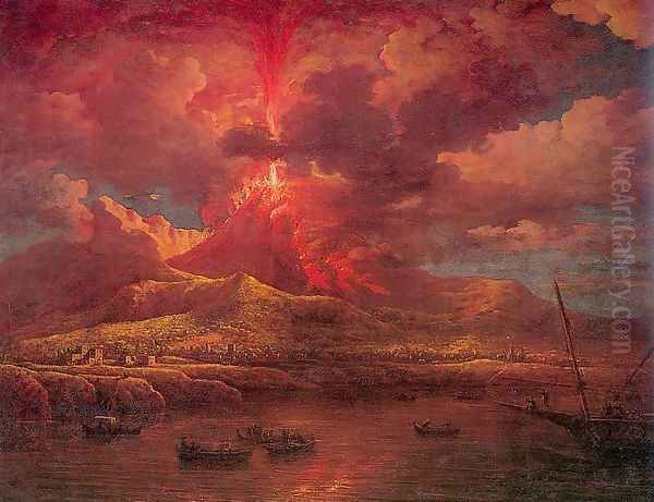 Vesuvius Erupting at Night 1768 Oil Painting by William Marlow