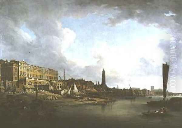 London River Front from Westminster to the Adelphi Oil Painting by William Marlow