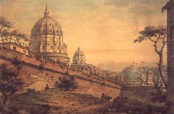 A Back View of St Peters Rome Oil Painting by William Marlow