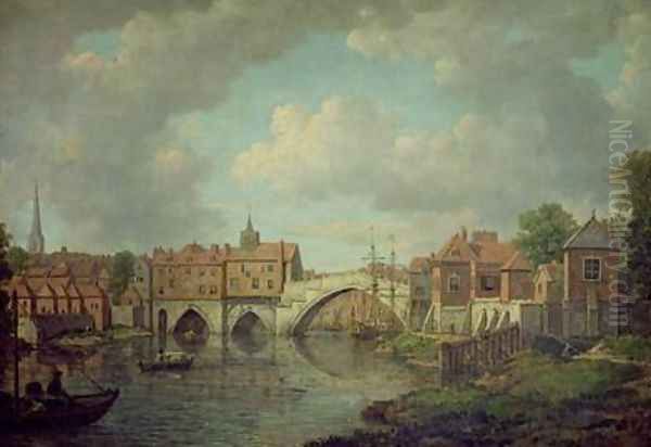 Ouse Bridge York 1764 Oil Painting by William Marlow