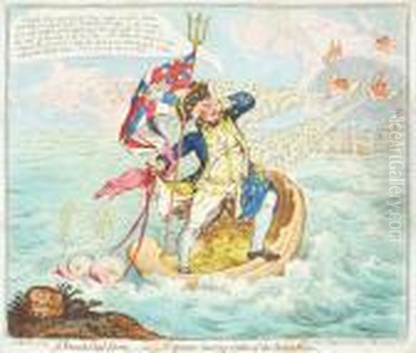 Afrench Hail Storm, _ Or _ Neptune Loosing Sight Of The Brestfleet Oil Painting by James Gillray