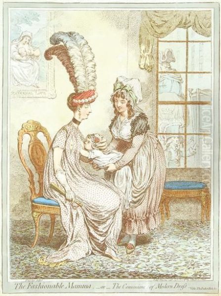 Thefashionable Mama, _or_ The Convenience Of Modern Dress Oil Painting by James Gillray