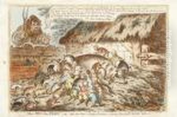 Morepigs Than Teats Oil Painting by James Gillray