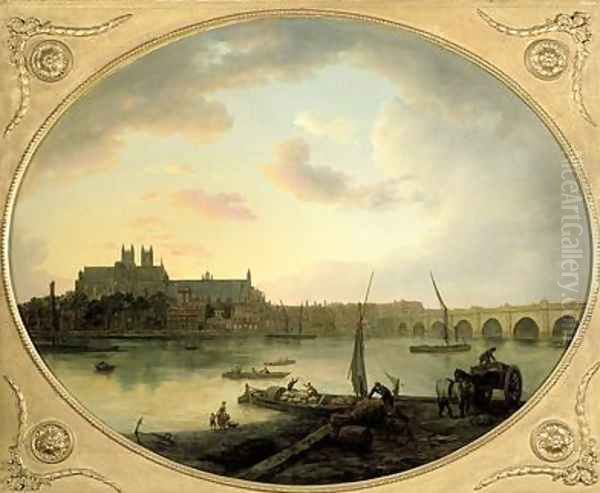 Westminster Bridge 1774 Oil Painting by William Marlow