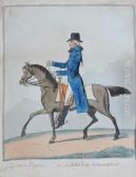 Equestrian Elegance! - Or - A Noble Scot,metamorphosed Oil Painting by James Gillray