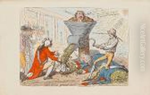 John Bull Ground Down Oil Painting by James Gillray