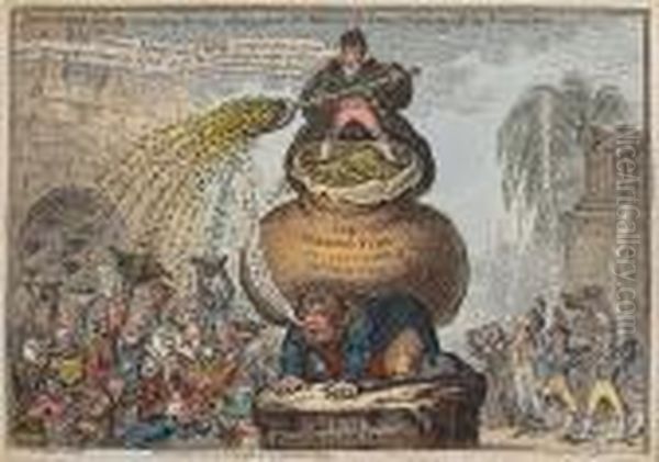 John Bull And The Sinking Fund Oil Painting by James Gillray