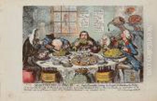 Substitutes For Bread - Or - Right Honorables Saving The Loaves And Dividing The Fishes Oil Painting by James Gillray