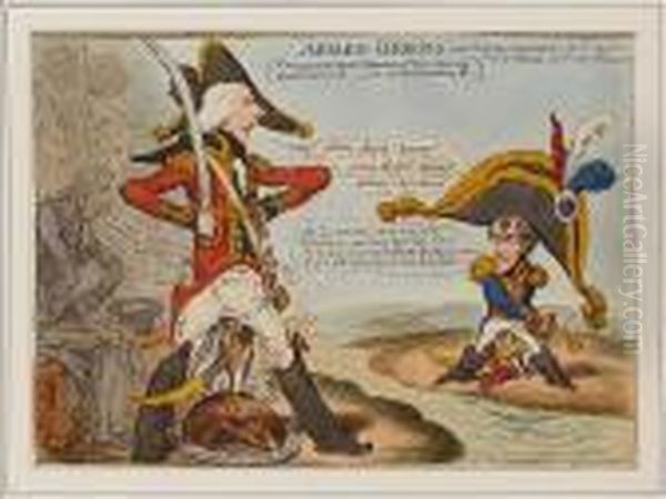 Armed Heroes Oil Painting by James Gillray