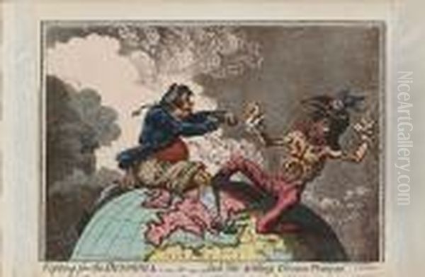 Fighting For The Dunghill - Or - Jack Tar Settling Citoyen Francois Oil Painting by James Gillray