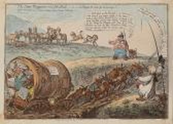 The State Waggoner And John Bull-or-the Waggon Too Much For The Donkey ! Oil Painting by James Gillray