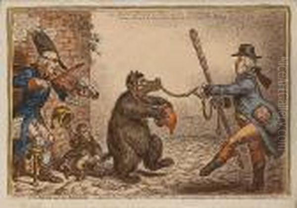 The Bear And His Leader Oil Painting by James Gillray