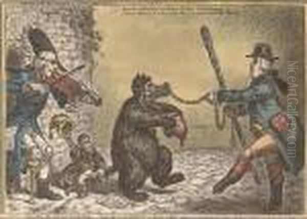 The Bear And His Leader Oil Painting by James Gillray