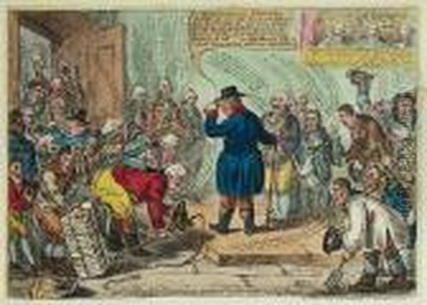 An Old English Gentleman Pester'd By Servants Wanting Places Oil Painting by James Gillray