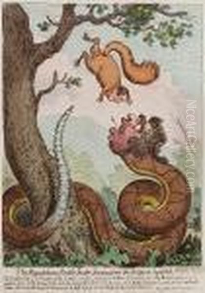 The Republican Rattle-snake Fascinating The Bedford-squirrel Oil Painting by James Gillray