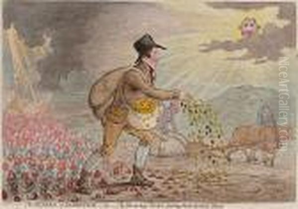 The Generae Of Patriotism-or-the Bloomsbury Farmer Planting Bedfordshire Wheat Oil Painting by James Gillray