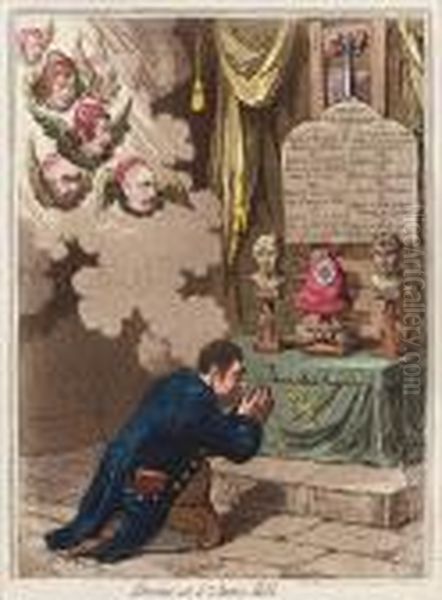 Shrine At St Ann's Hill & Nightly Visitors, At St Ann's Hill Oil Painting by James Gillray