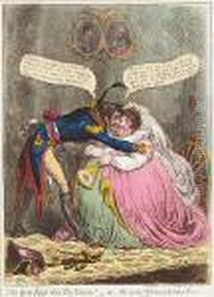 The First Kiss In Ten Years! Or The Meeting Of Britannia And Citizen Francois Oil Painting by James Gillray