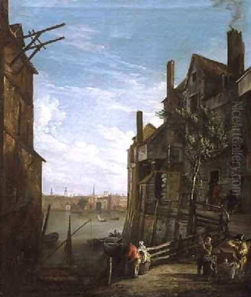 View Of The Thames At Southwark Looking Towards The City Oil Painting by William Marlow