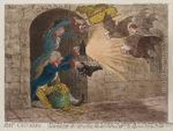 Bat-catching Oil Painting by James Gillray