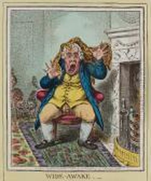 Wide-awake, Fast-asleep Oil Painting by James Gillray