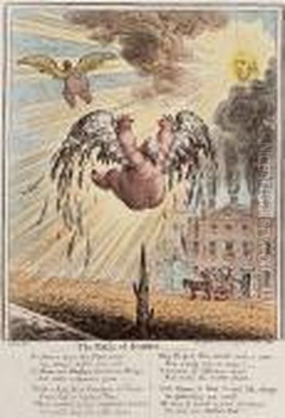 The Fall Of Icarus Oil Painting by James Gillray