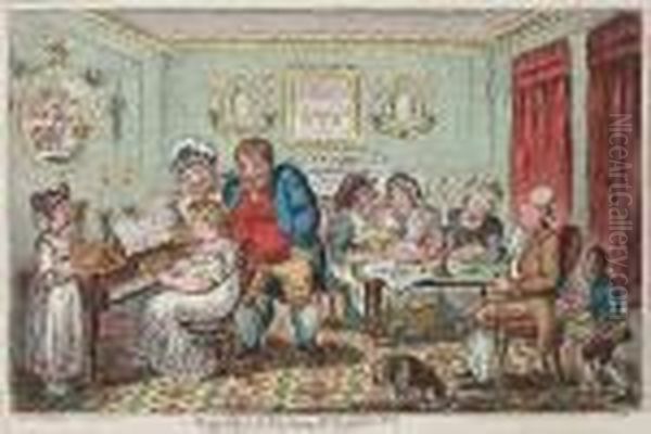 Farmer Giles & His Wife 
Shewing Off Their Daughter Betty To Their Neighbours On Her Return From 
School Oil Painting by James Gillray