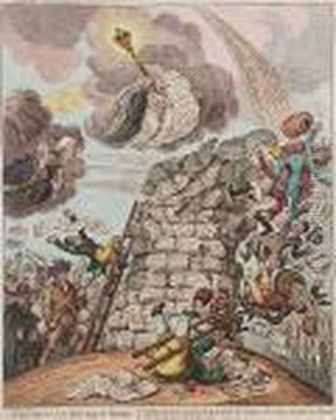 Overthrow Of The Republican Babel Oil Painting by James Gillray