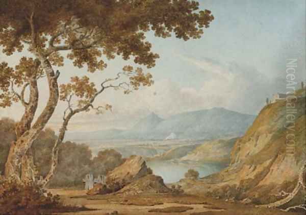 View over Lake Albano Oil Painting by William Marlow