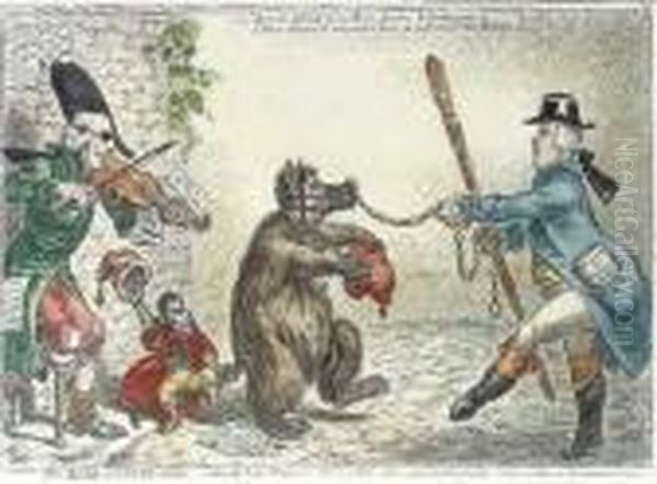 The Bear And His Leader Oil Painting by James Gillray