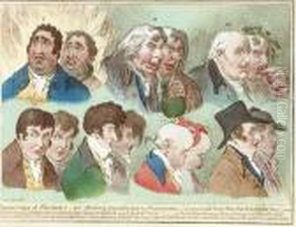 Doubleres Of Character Or Strikeing Resemblances Inphisiognomy Oil Painting by James Gillray