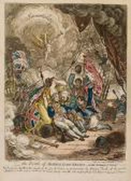 ...the Death Of Admiral Lord Nelson-in The Moment Of Victory! Oil Painting by James Gillray