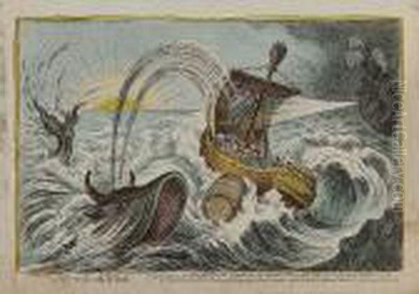 A Tub For A Whale Oil Painting by James Gillray