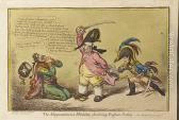 The Magnanimous Minister, Chastising Prussian Persidy Oil Painting by James Gillray