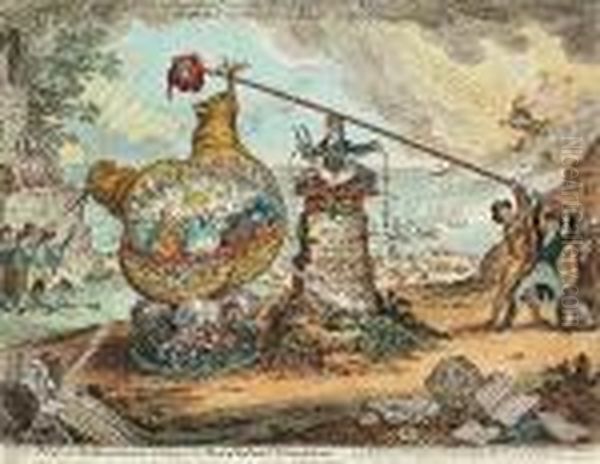 Political Mathematician's Shaking The Broad Bottom'd Hemispheres Oil Painting by James Gillray