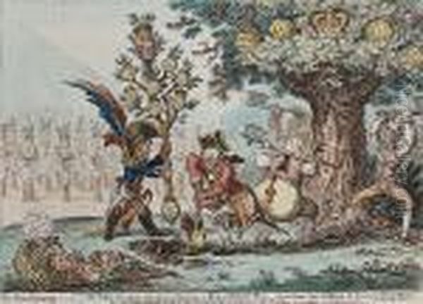 The New Dynasty:-or-the Little Corscian Planting A Royal Pippin Tree Oil Painting by James Gillray