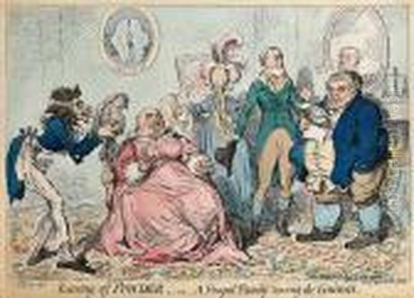 Leaving Off Powder, Or A Frugal Family Saving A Guinea Oil Painting by James Gillray