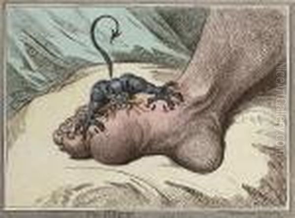 The Gout Oil Painting by James Gillray